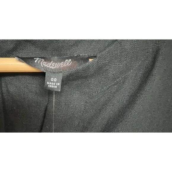 Madewell Splitneck Linen Mini Dress Black NWT Size 00 - Picture 5 of 7